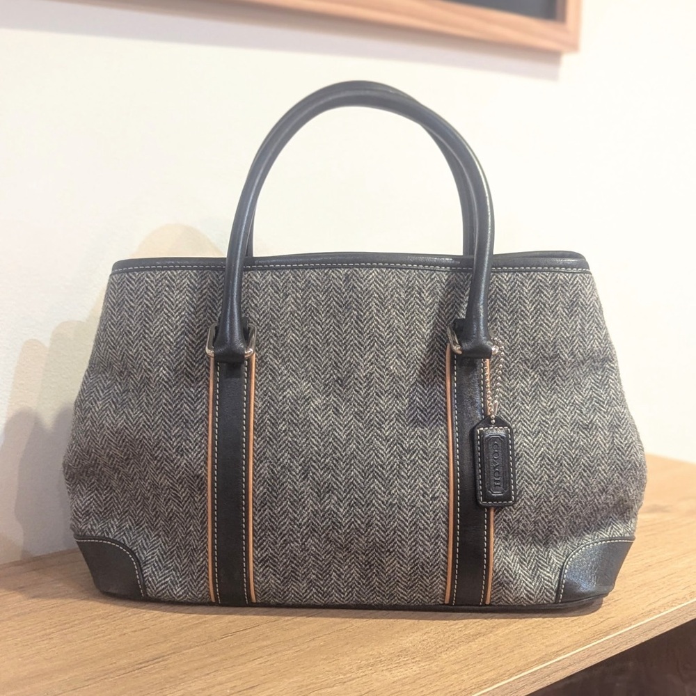 Coach Herringbone Tweed Tote (G3J-9396)
